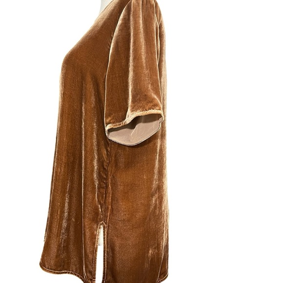 Eileen Fisher Velvet Silk NUTMEG Round Neck Velvet Box Top Small Petite NWT - Picture 3 of 16